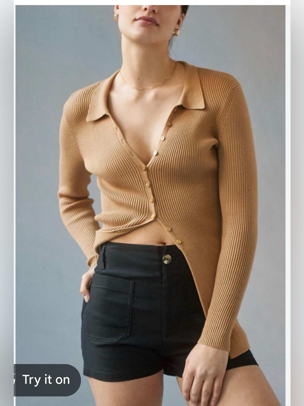 Anthropologie Maeve Ribbed Collared Cardigan
